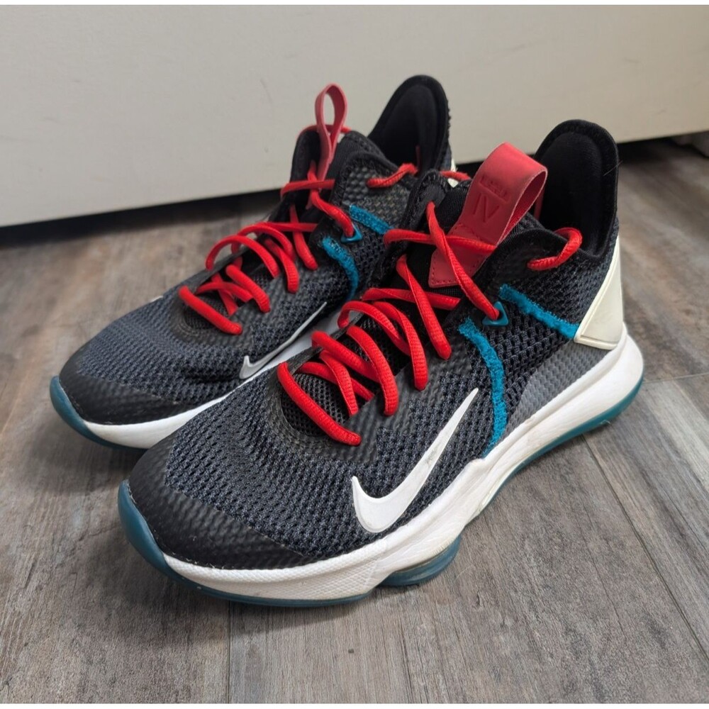 Nike LeBron Witness 4 Basketball Shoes Size 7 BV7427-005 Black Red Glass Blue
